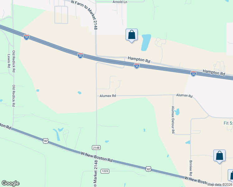 map of restaurants, bars, coffee shops, grocery stores, and more near 100 Marshall Ridge Drive in Texarkana