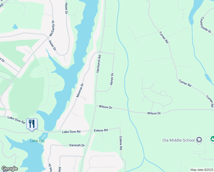 map of restaurants, bars, coffee shops, grocery stores, and more near 125 Abner Drive in McDonough