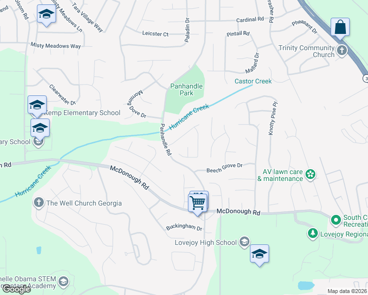 map of restaurants, bars, coffee shops, grocery stores, and more near 11140 Shadow Creek Terrace in Hampton