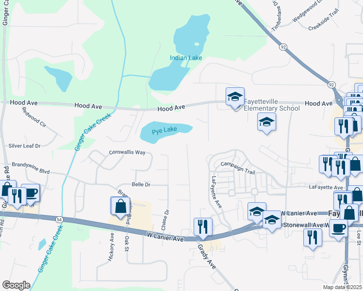 map of restaurants, bars, coffee shops, grocery stores, and more near 310 Sharon Drive in Fayetteville