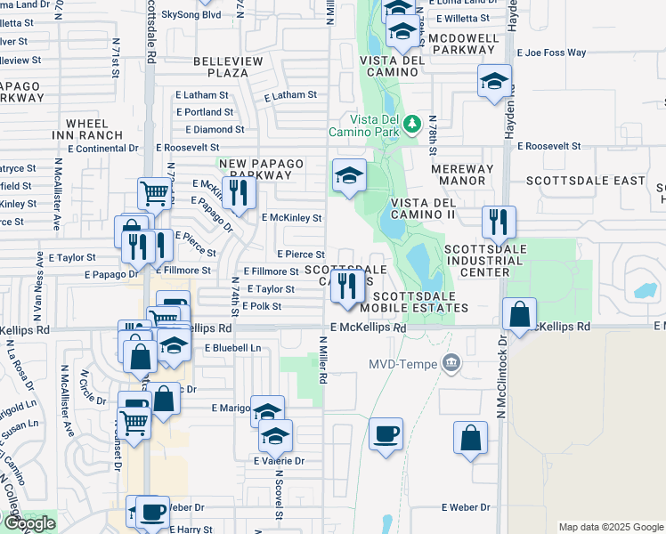 map of restaurants, bars, coffee shops, grocery stores, and more near 7556 East Taylor Street in Scottsdale