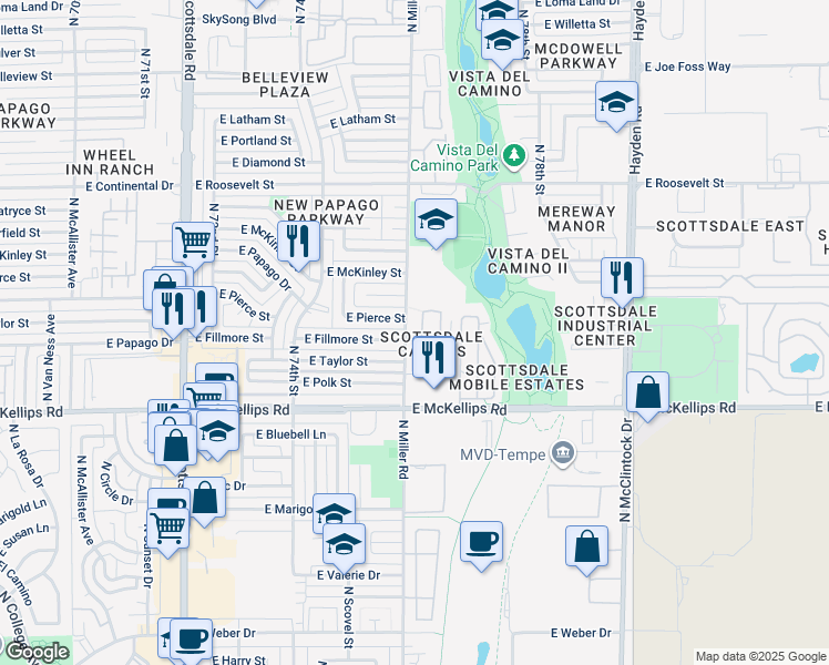 map of restaurants, bars, coffee shops, grocery stores, and more near 7556 East Taylor Street in Scottsdale