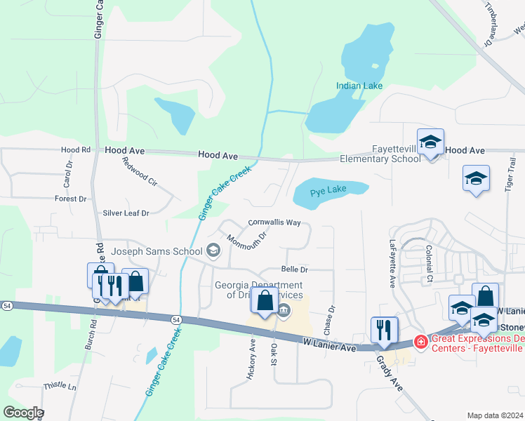 map of restaurants, bars, coffee shops, grocery stores, and more near 270 Landing Drive in Fayetteville