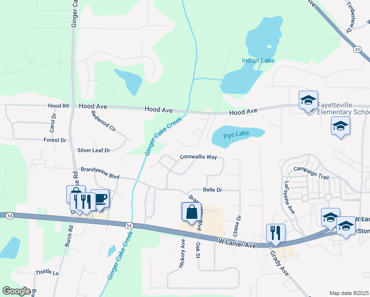 map of restaurants, bars, coffee shops, grocery stores, and more near 290 Landing Drive in Fayetteville