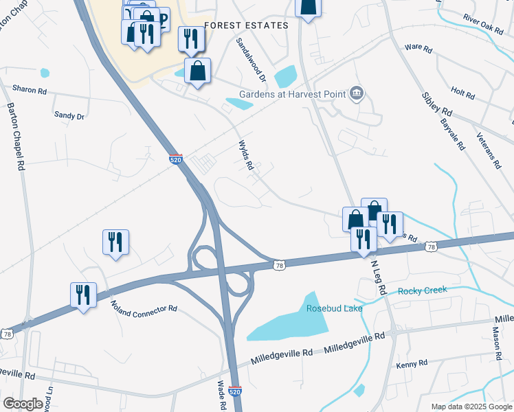 map of restaurants, bars, coffee shops, grocery stores, and more near 1216 Champions Pines Lane in Augusta