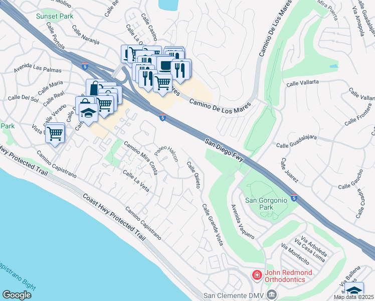map of restaurants, bars, coffee shops, grocery stores, and more near 3306 Calle Grande Vista in San Clemente