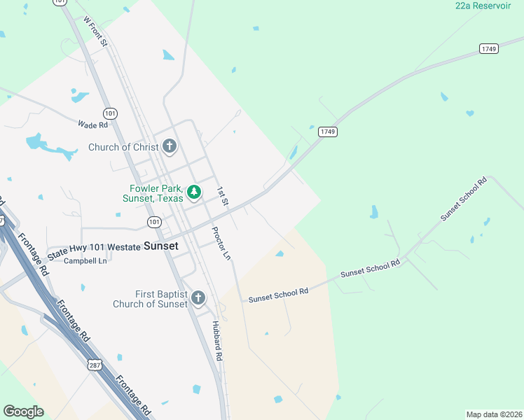 map of restaurants, bars, coffee shops, grocery stores, and more near 500 Farm to Market Road 1749 in Sunset