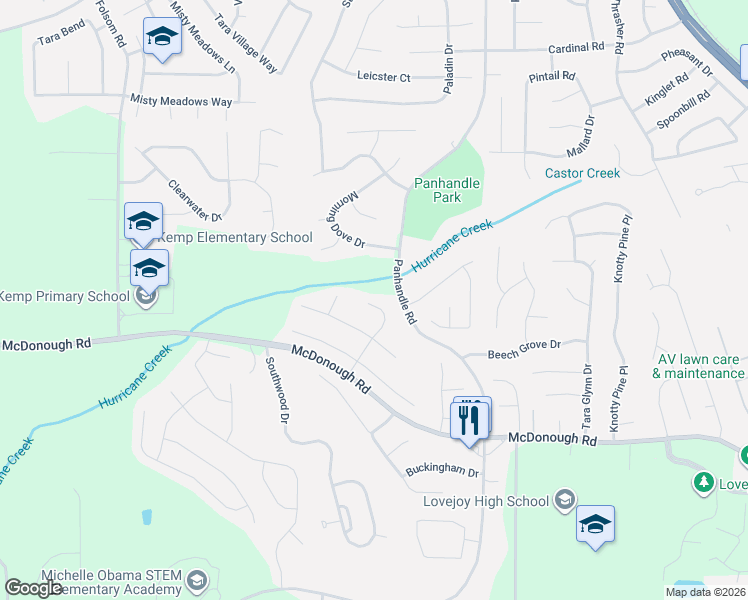 map of restaurants, bars, coffee shops, grocery stores, and more near 11036 Pebble Ridge Drive in Hampton
