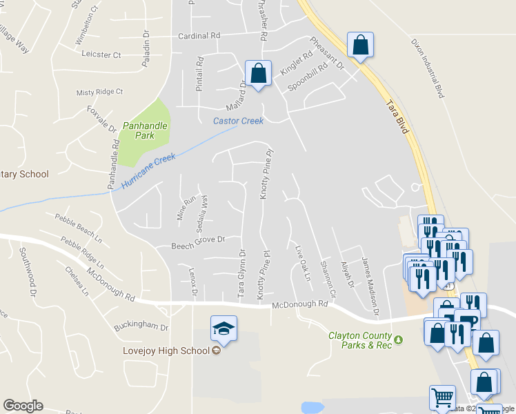 map of restaurants, bars, coffee shops, grocery stores, and more near 11037 Knotty Pine Place in Hampton