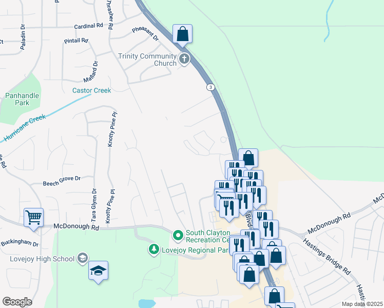 map of restaurants, bars, coffee shops, grocery stores, and more near 11015 Tara Boulevard in Hampton