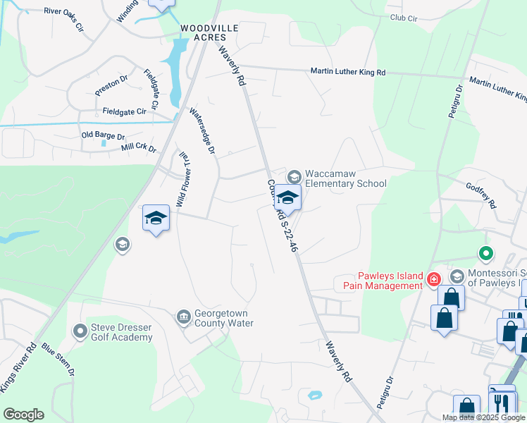 map of restaurants, bars, coffee shops, grocery stores, and more near 115 Russell Drive in Pawleys Island