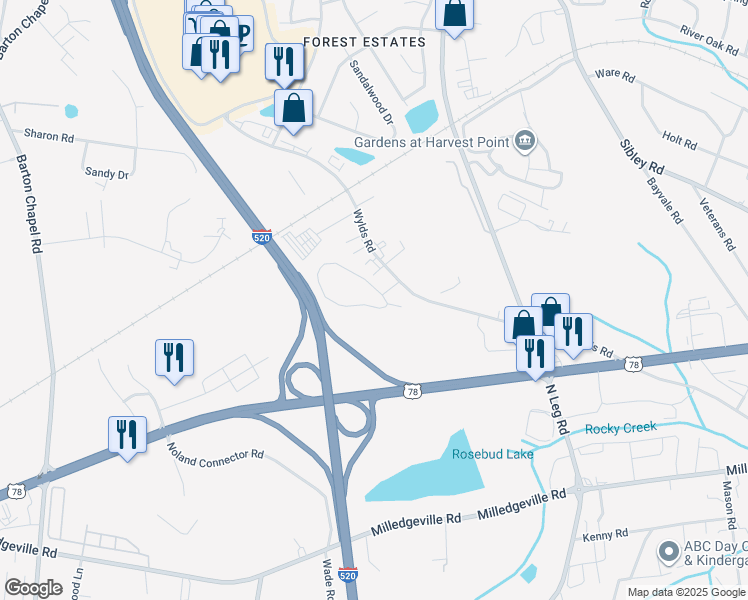 map of restaurants, bars, coffee shops, grocery stores, and more near 1216 Champions Pines Lane in Augusta