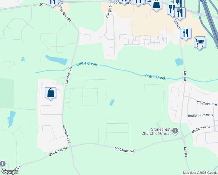 map of restaurants, bars, coffee shops, grocery stores, and more near 217 Brixton Place in McDonough