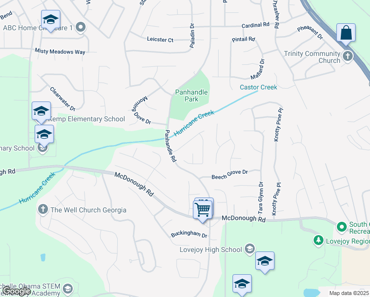 map of restaurants, bars, coffee shops, grocery stores, and more near 1389 Shadow Creek Avenue in Hampton