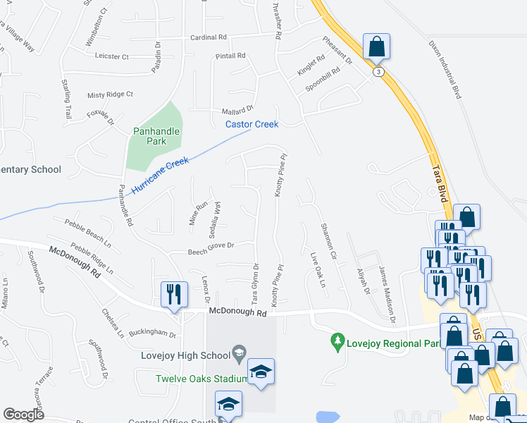 map of restaurants, bars, coffee shops, grocery stores, and more near 11040 Tara Glynn Drive in Hampton