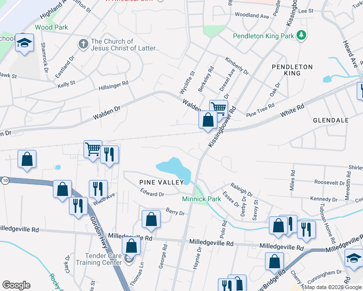 map of restaurants, bars, coffee shops, grocery stores, and more near 2711 Marschalk Road in Augusta