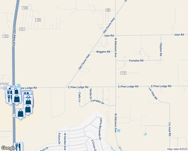 map of restaurants, bars, coffee shops, grocery stores, and more near 1101 East Pine Lodge Road in Roswell