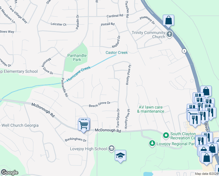 map of restaurants, bars, coffee shops, grocery stores, and more near 1608 Amelia Court in Hampton