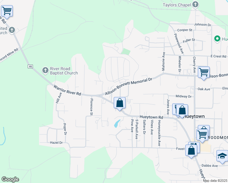 map of restaurants, bars, coffee shops, grocery stores, and more near 3269 Allison-Bonnett Memorial Drive in Bessemer