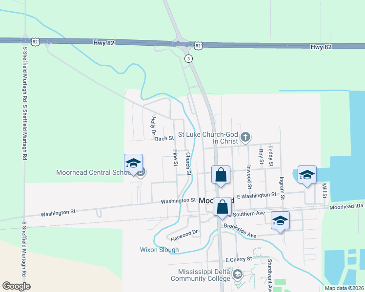map of restaurants, bars, coffee shops, grocery stores, and more near 1301 Church Street in Moorhead