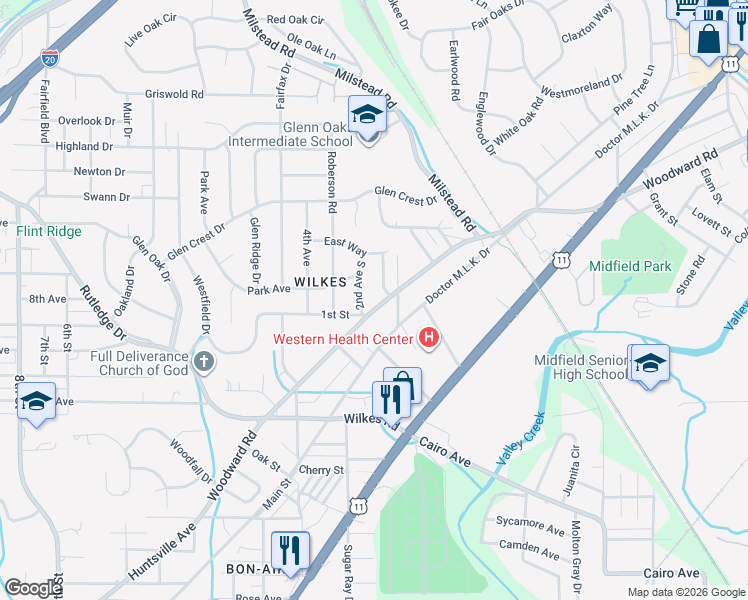 map of restaurants, bars, coffee shops, grocery stores, and more near 212 2nd Avenue South in Birmingham