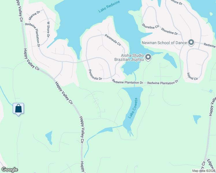map of restaurants, bars, coffee shops, grocery stores, and more near 2-98,1-99 Valley Lane in Newnan