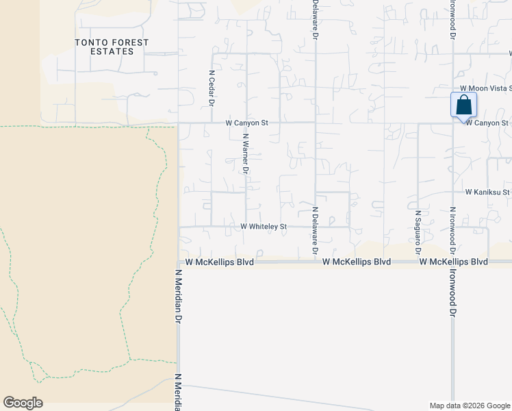 map of restaurants, bars, coffee shops, grocery stores, and more near 4325 North Warner Drive in Apache Junction