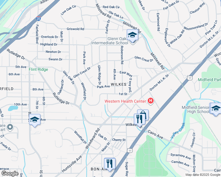 map of restaurants, bars, coffee shops, grocery stores, and more near 874 Park Ave in Fairfield