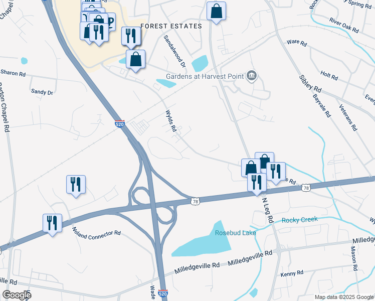map of restaurants, bars, coffee shops, grocery stores, and more near 1216 Champions Pines Lane in Augusta