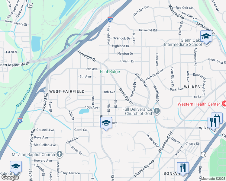 map of restaurants, bars, coffee shops, grocery stores, and more near 610 8th Avenue in Birmingham