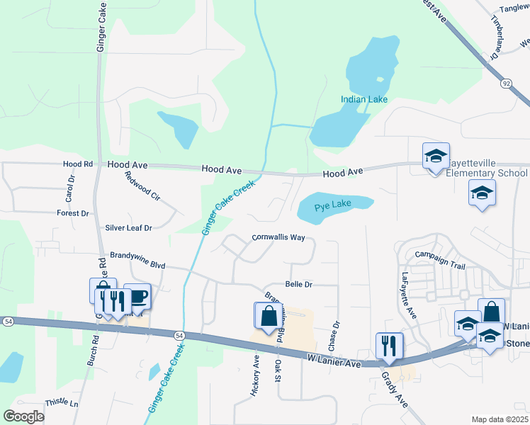 map of restaurants, bars, coffee shops, grocery stores, and more near 175 Gingercake Court in Fayetteville
