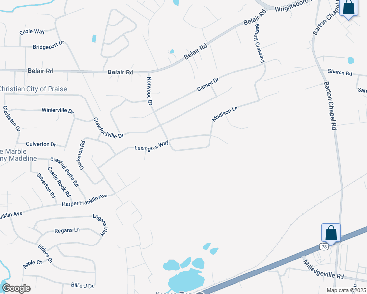 map of restaurants, bars, coffee shops, grocery stores, and more near 4059 Madison Lane in Augusta