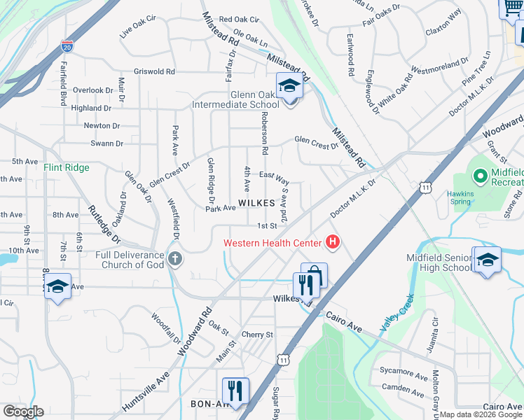 map of restaurants, bars, coffee shops, grocery stores, and more near 211 3rd Avenue in Birmingham