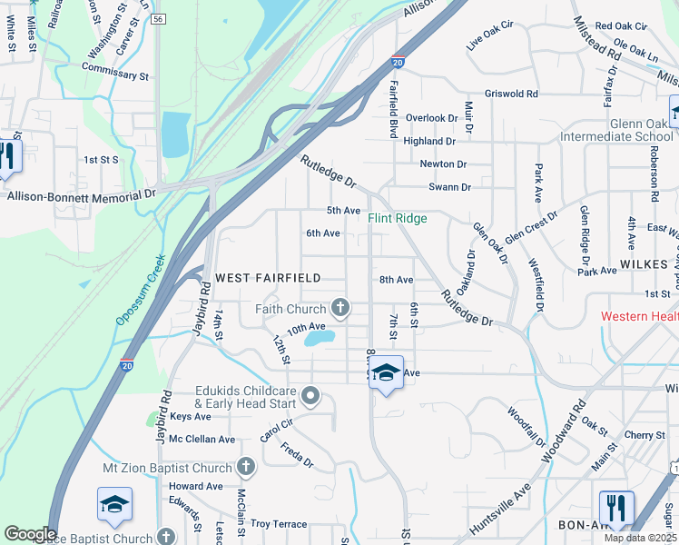 map of restaurants, bars, coffee shops, grocery stores, and more near 902 8th Ave in Midfield
