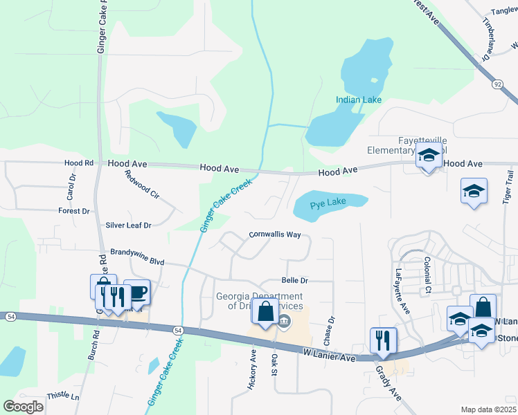 map of restaurants, bars, coffee shops, grocery stores, and more near 175 Gingercake Court in Fayetteville