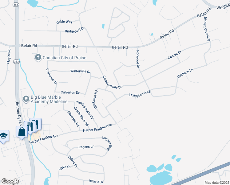 map of restaurants, bars, coffee shops, grocery stores, and more near 3009 Clarkston Road in Augusta