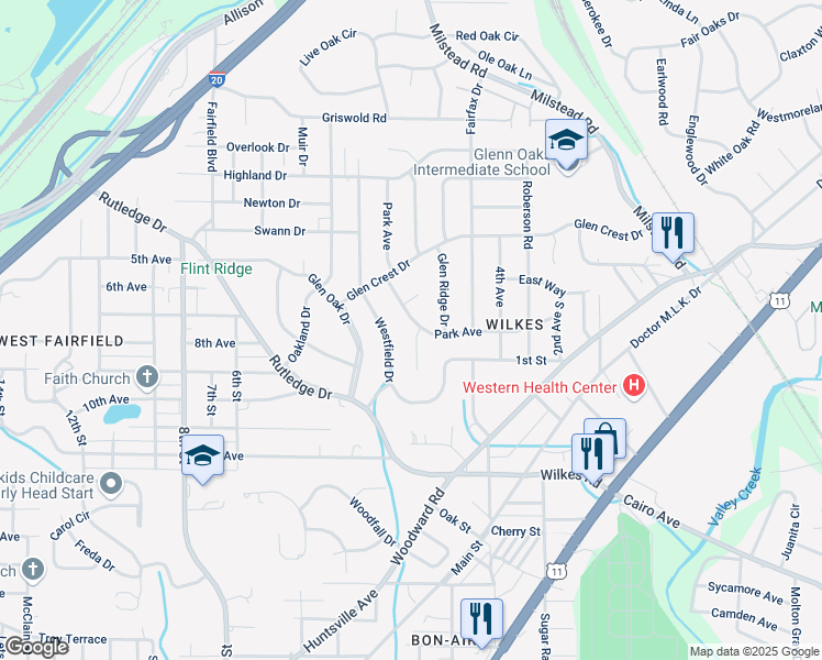 map of restaurants, bars, coffee shops, grocery stores, and more near 832 Park Avenue in Fairfield