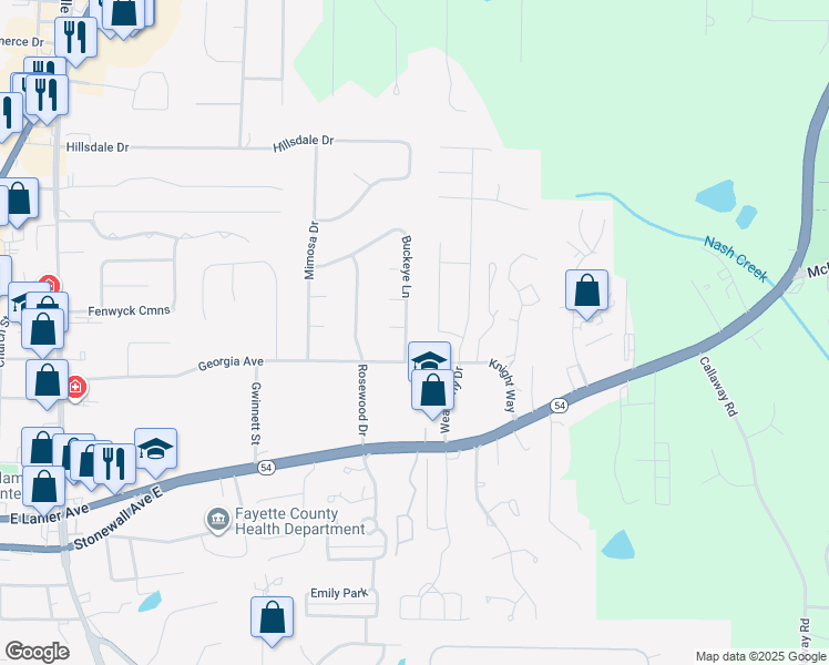 map of restaurants, bars, coffee shops, grocery stores, and more near 125 Buckeye Lane in Fayetteville