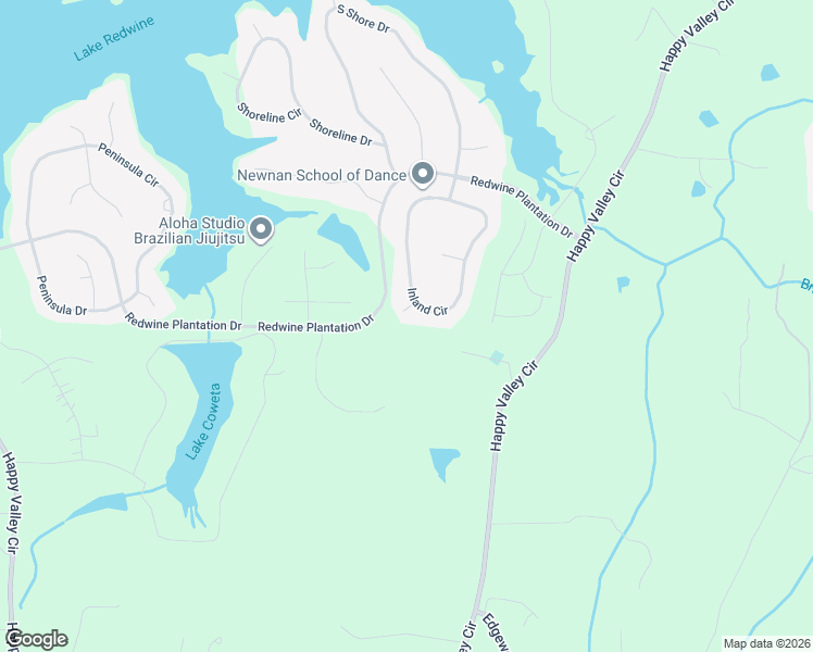 map of restaurants, bars, coffee shops, grocery stores, and more near 16 Inland Point in Newnan