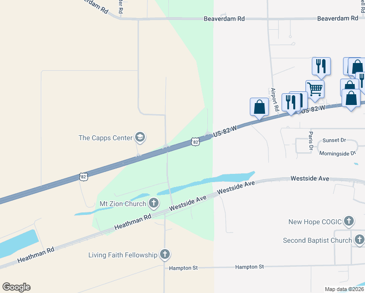 map of restaurants, bars, coffee shops, grocery stores, and more near in Indianola