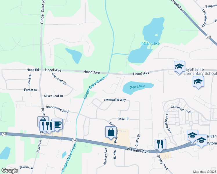map of restaurants, bars, coffee shops, grocery stores, and more near 165 Gingercake Court in Fayetteville