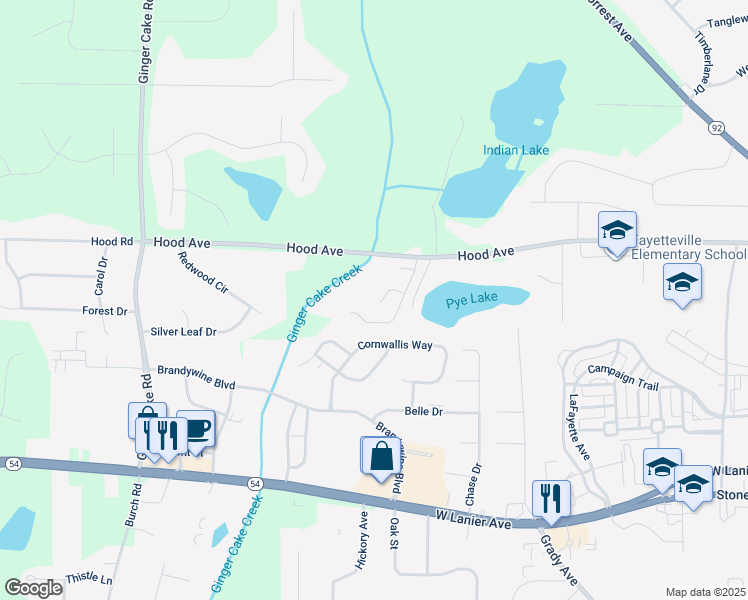 map of restaurants, bars, coffee shops, grocery stores, and more near 165 Gingercake Court in Fayetteville
