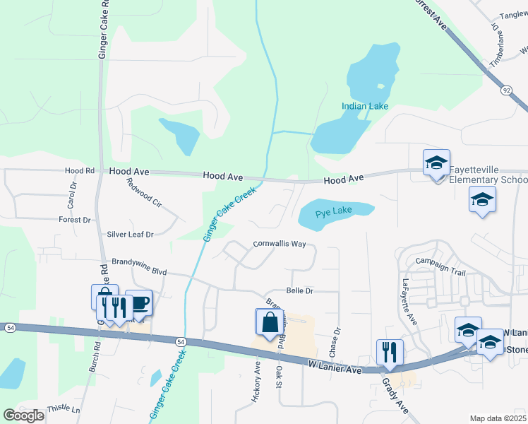 map of restaurants, bars, coffee shops, grocery stores, and more near 175 Gingercake Court in Fayetteville