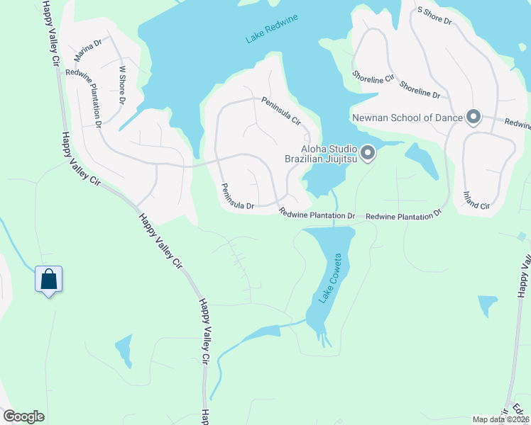 map of restaurants, bars, coffee shops, grocery stores, and more near 2-98,1-99 Valley Lane in Newnan