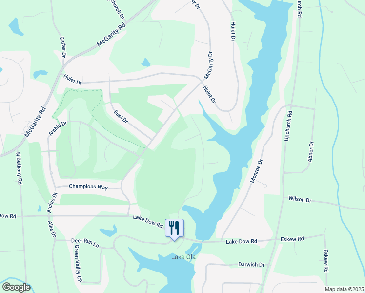 map of restaurants, bars, coffee shops, grocery stores, and more near 2407 Honey Court in McDonough
