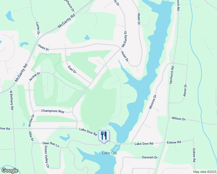 map of restaurants, bars, coffee shops, grocery stores, and more near 2407 Honey Court in McDonough