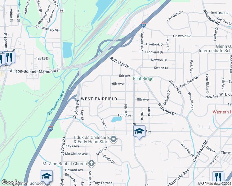map of restaurants, bars, coffee shops, grocery stores, and more near 917 7th Avenue in Midfield