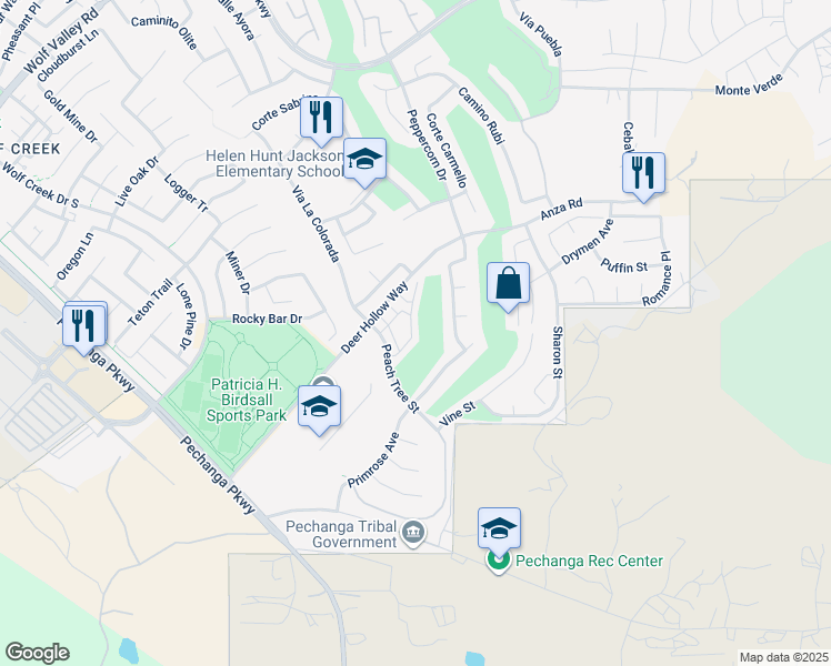 map of restaurants, bars, coffee shops, grocery stores, and more near 46422 Cask Lane in Temecula