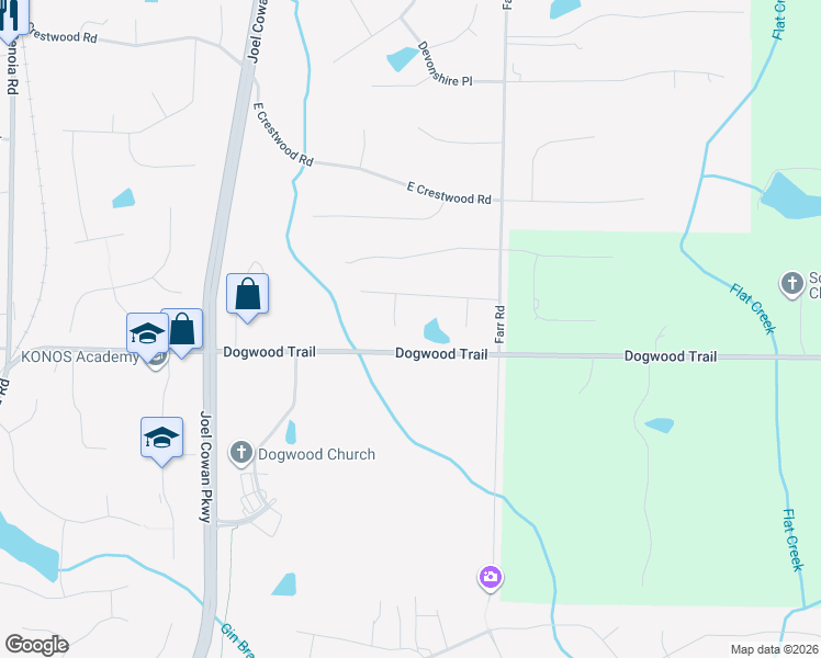 map of restaurants, bars, coffee shops, grocery stores, and more near 488 Dogwood Trail in Tyrone