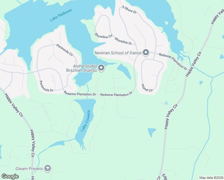 map of restaurants, bars, coffee shops, grocery stores, and more near 10 Cove Drive in Newnan